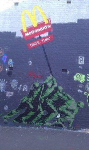 Soldiers raising the golden arches